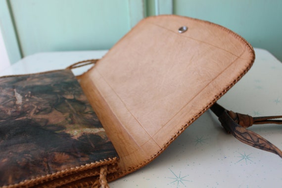 Vintage 1980s Leather Shoulder Bag: Green & Brown… - image 4