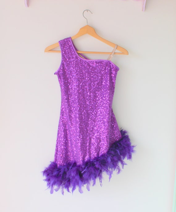 1980s Vintage PURPLE SEQUINS Dress..xsmall small..