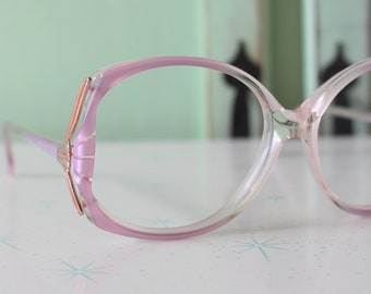 Vintage Lavender Pink Glasses.....new old stock. classic. groovy. twiggy. mod. retro glasses. librarian. secretary. woodstock. elan eyewear