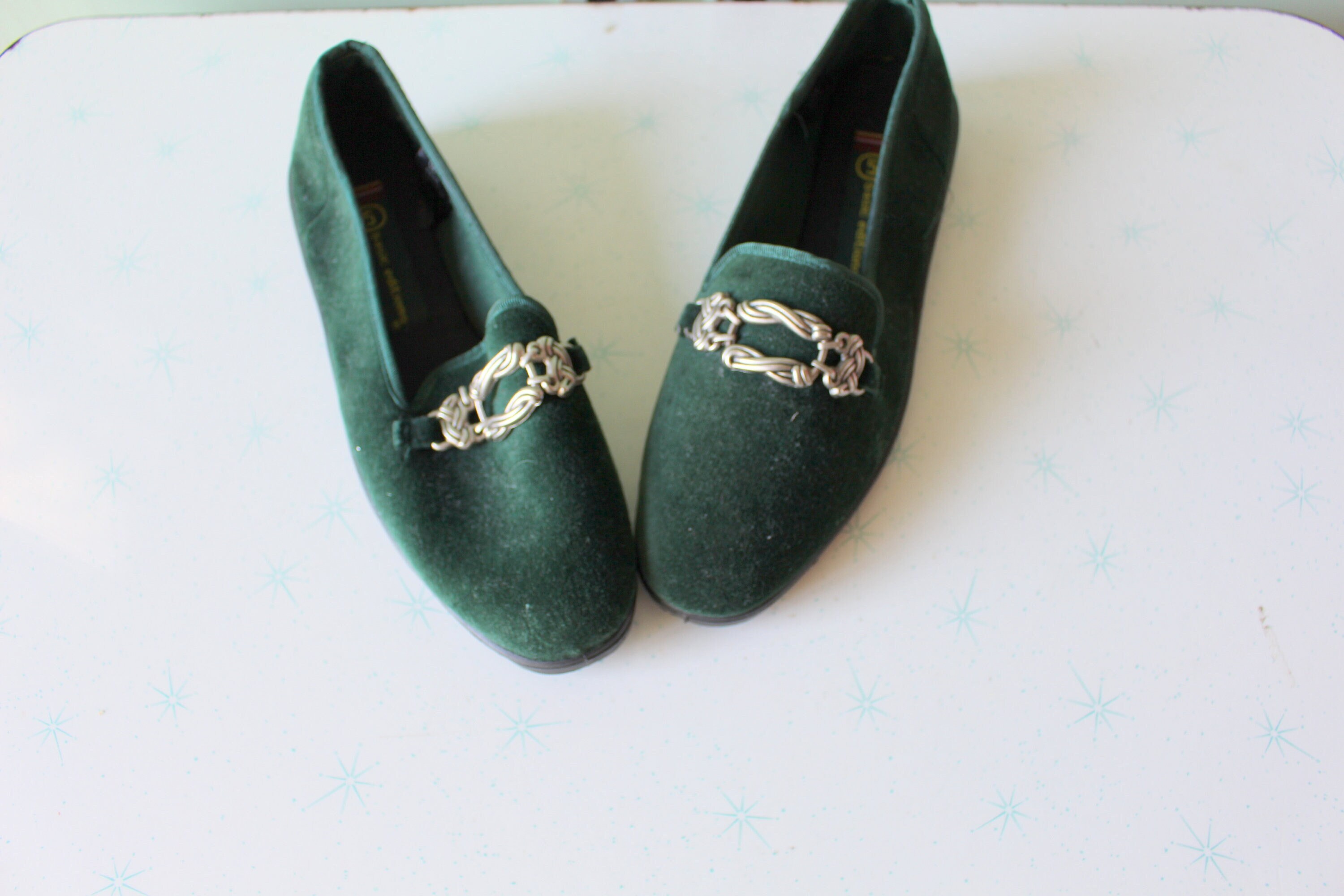 Loafers velvet green Etsy France