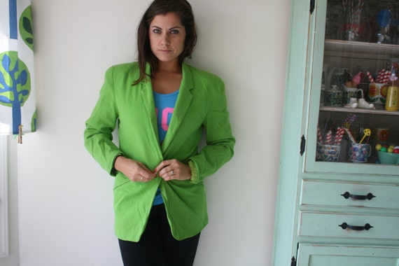 1990s THE LIMITED Lime Jacket...business. colorfu… - image 2