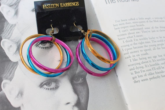 1980s Vintage Rainbow ATOMIC New Old Stock Earrin… - image 1