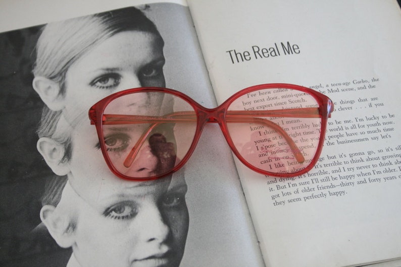 Vintage Red MOD Mid Century NOS Eyewear Glasses..new old stock. classic. groovy. twiggy. mod. retro glasses. librarian. secretary. woodstock image 3