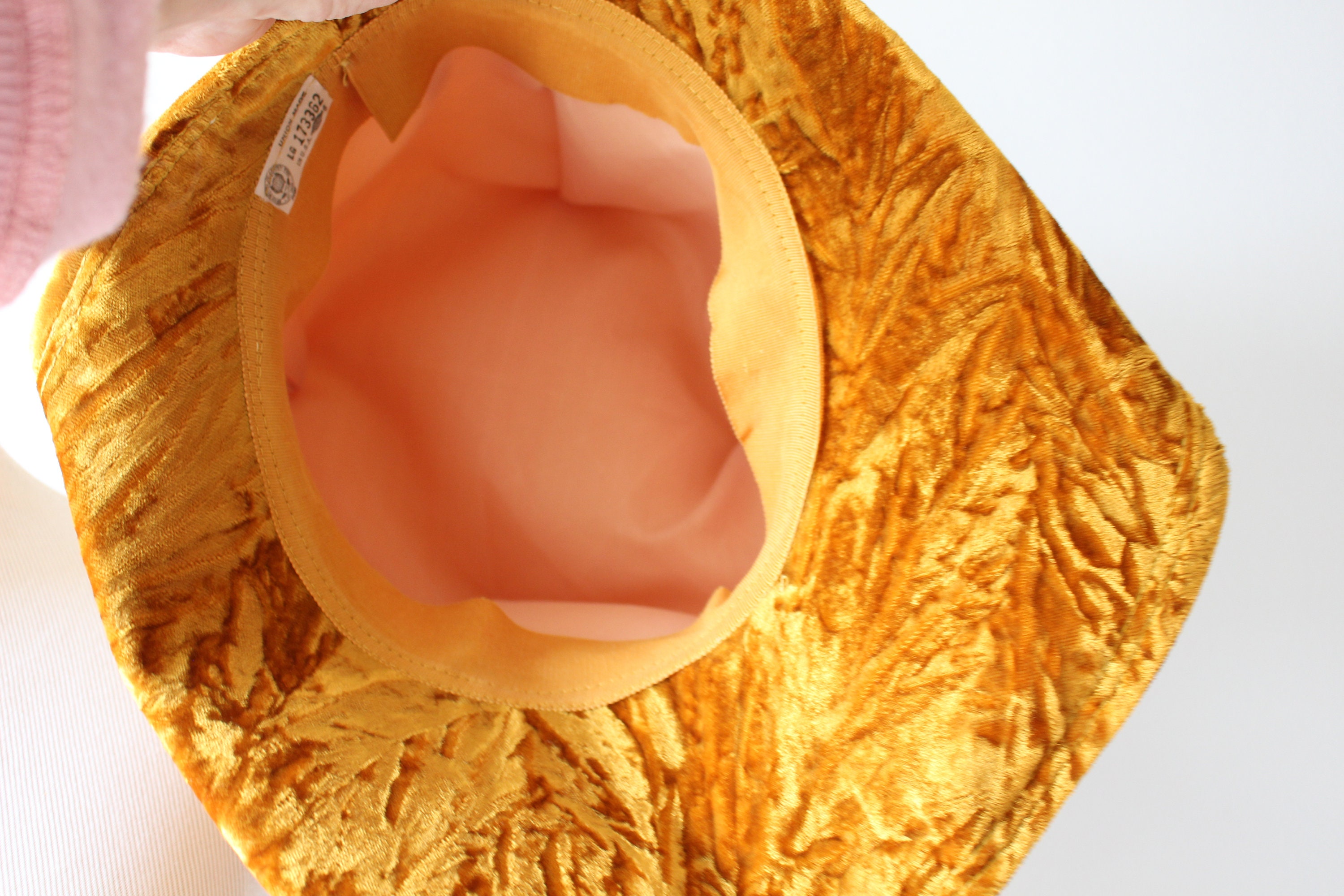 Vintage 1960s Mustard Yellow Hat: Satin Bow, Retro Costume  display picture 1