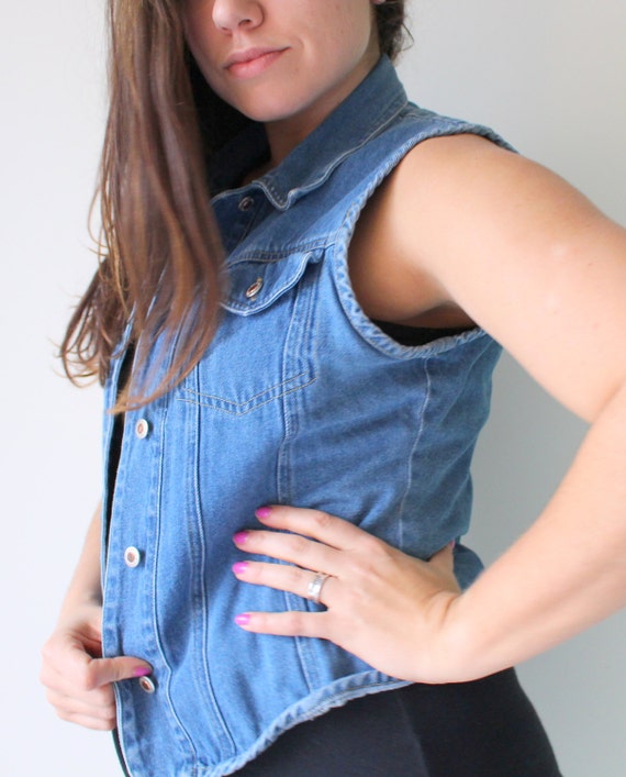 1980s HIPSTER Jean Jacket Vest.size Medium Womens. Biker Chic. Blue Jean Jacket. Killer. Rad. 80s Glam. Hippie. 90s. Novelty Etsy Canada