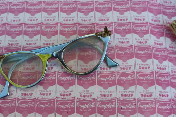 Vintage 1950s Cat Eye Glasses with Gems - image 3