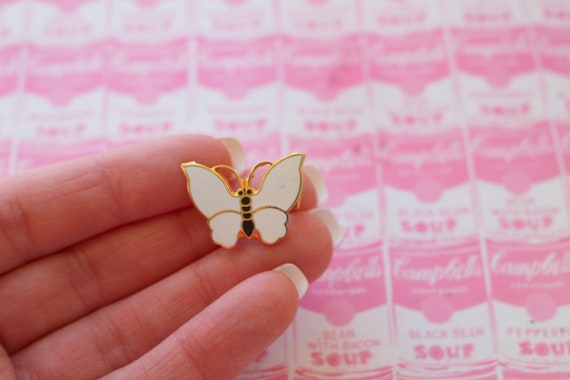 NOS 1980s Vintage White Brooch.....butterfly. gro… - image 1