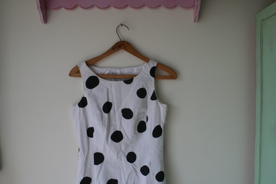 Vintage POLKA DOTS Black and White Dress..size sm… - image 2