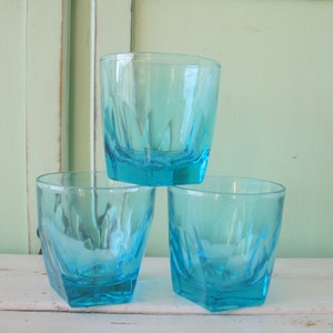 Retro Atomic Turquoise Juice Glass Set - 1980s Rare Glassware