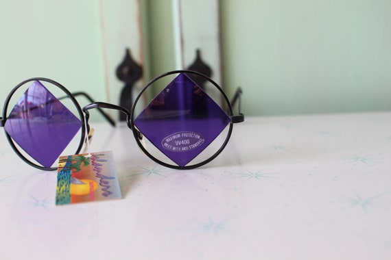 1980s Triangle Purple Black Sunnies....specs. NOS… - image 3