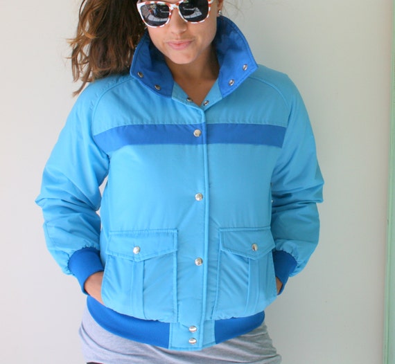 Vtg BLUE 1970s Hipster Jacket..sporty. colorful. … - image 1