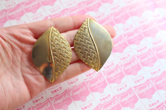 1980s Big GOLDEN GLAM Earrings...HUGE. retro. kit… - image 1