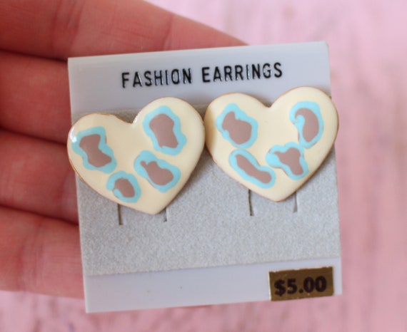 1990s HEART Stud Earrings..retro. kitsch. valenti… - image 1