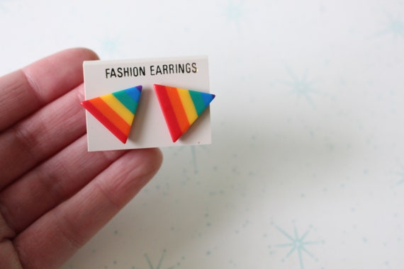 1970s Vintage RAINBOW Earrings...retro. bright. g… - image 4