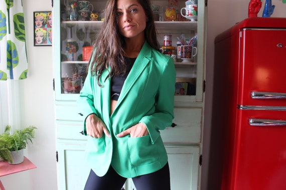 Vintage Kelly Green Blazer Jacket.size medium lar… - image 3