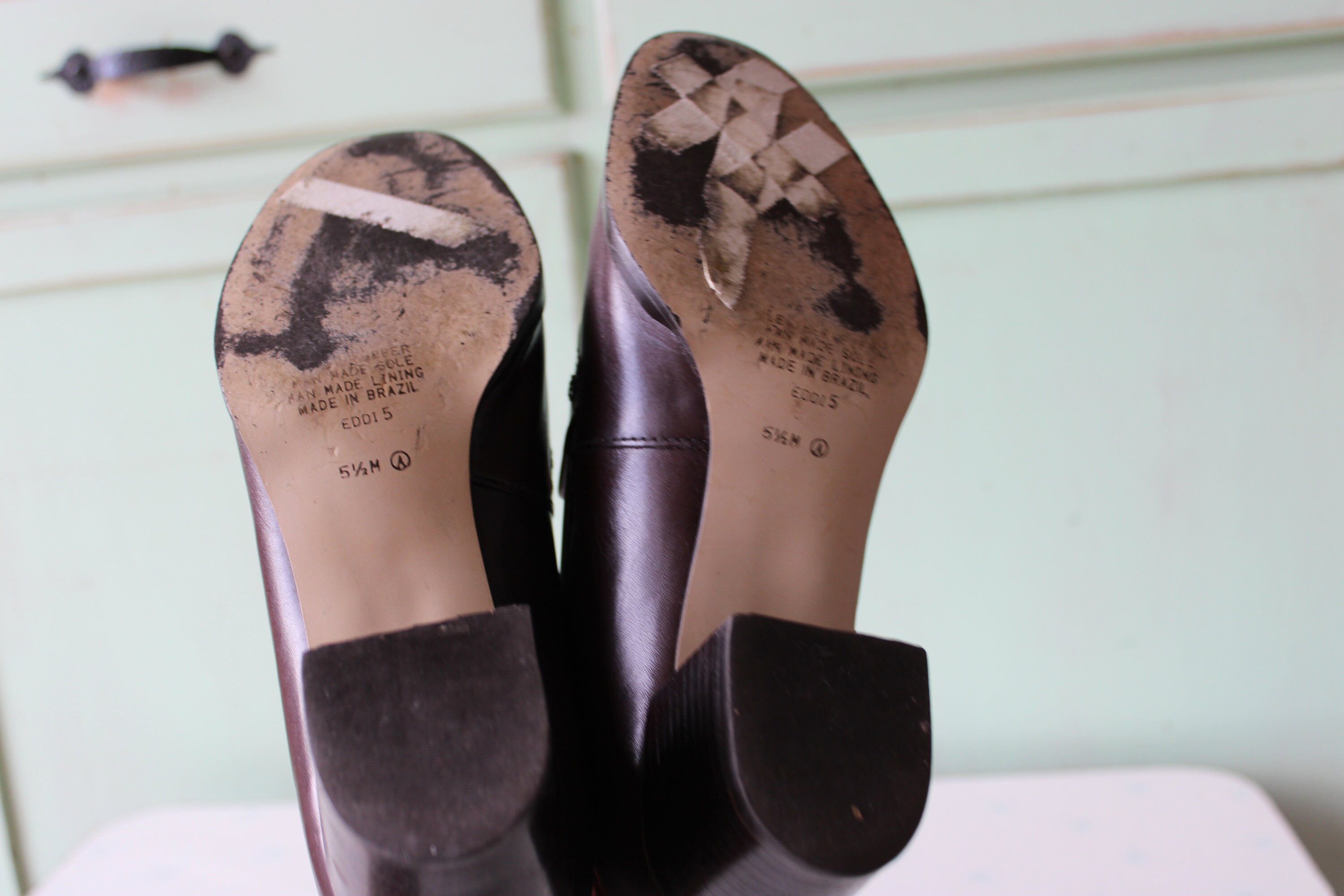 90年代ヴィンテージ NINE WEST ブラウンレザーローファーヒール 