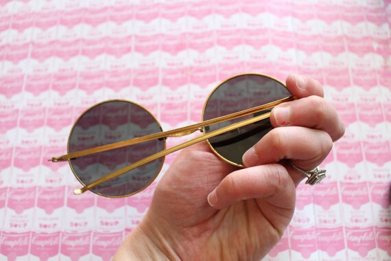 1970s Golden Round Lens Sunglasses..retro sunglas… - image 5