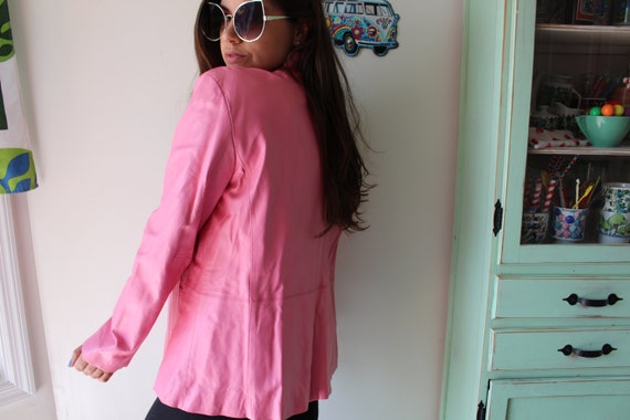 Vintage PINK LEATHER Jacket..... hipster. retro. … - image 7