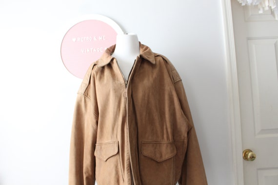 1980s BROWN LEATHER Coat Jacket....size medium la… - image 3