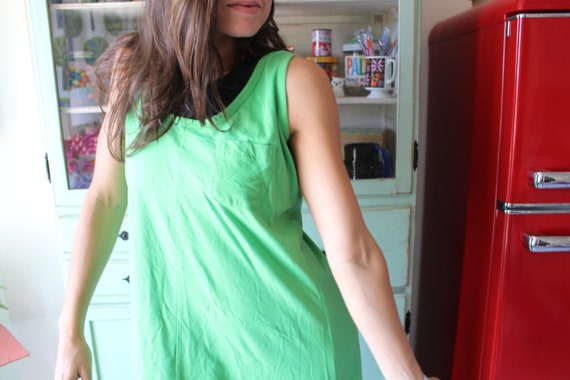 Vintage LIME GREEN Day Dress....size medium large… - image 7