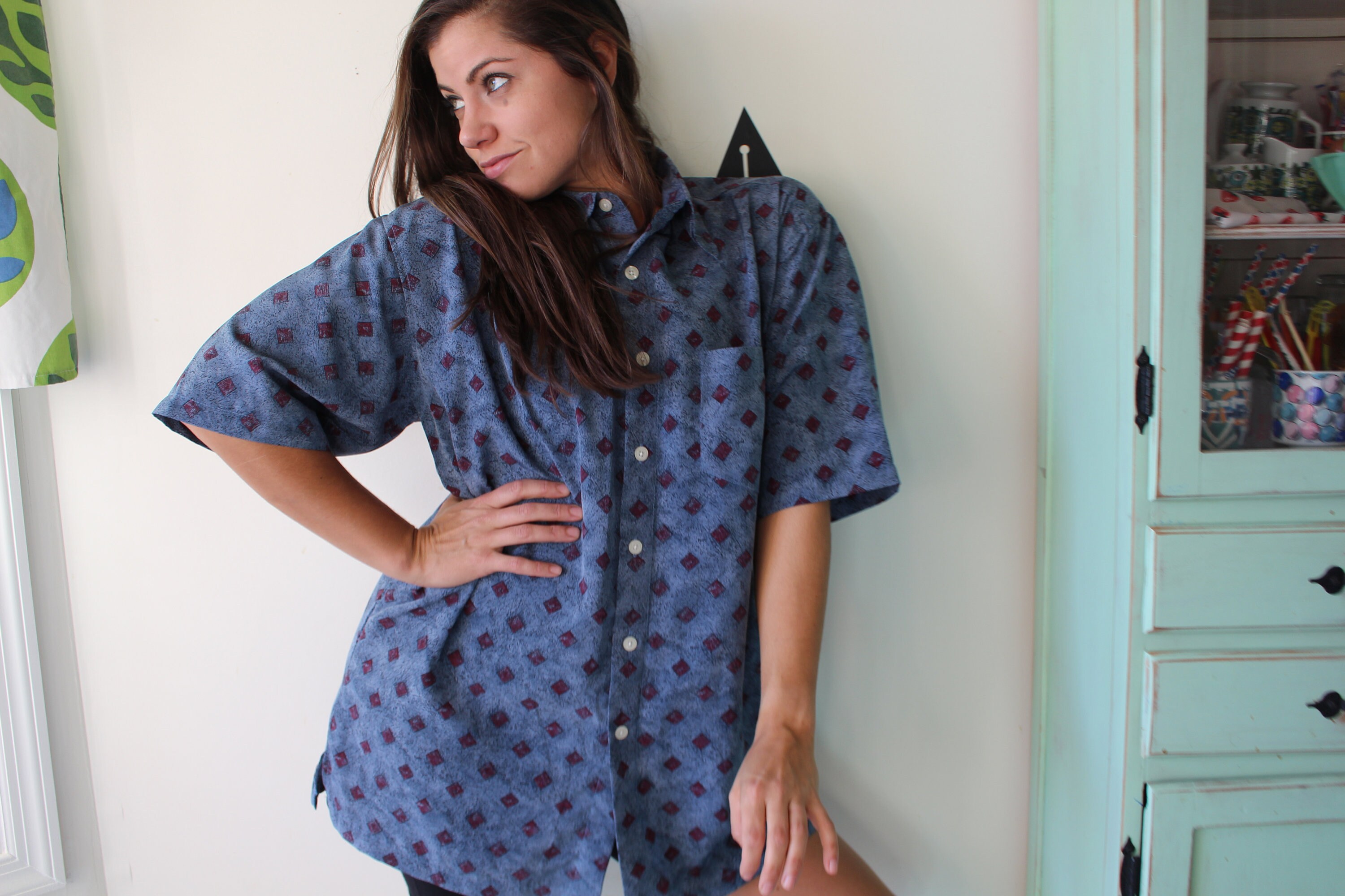 Vintage BUTTON DOWN Shirt...size Large...mens. Gents. Retro. Etsy UK