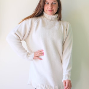 Vintage LL Bean Cremefarbener Strick Pullover: 90er Jahre Retro Unisex XL
