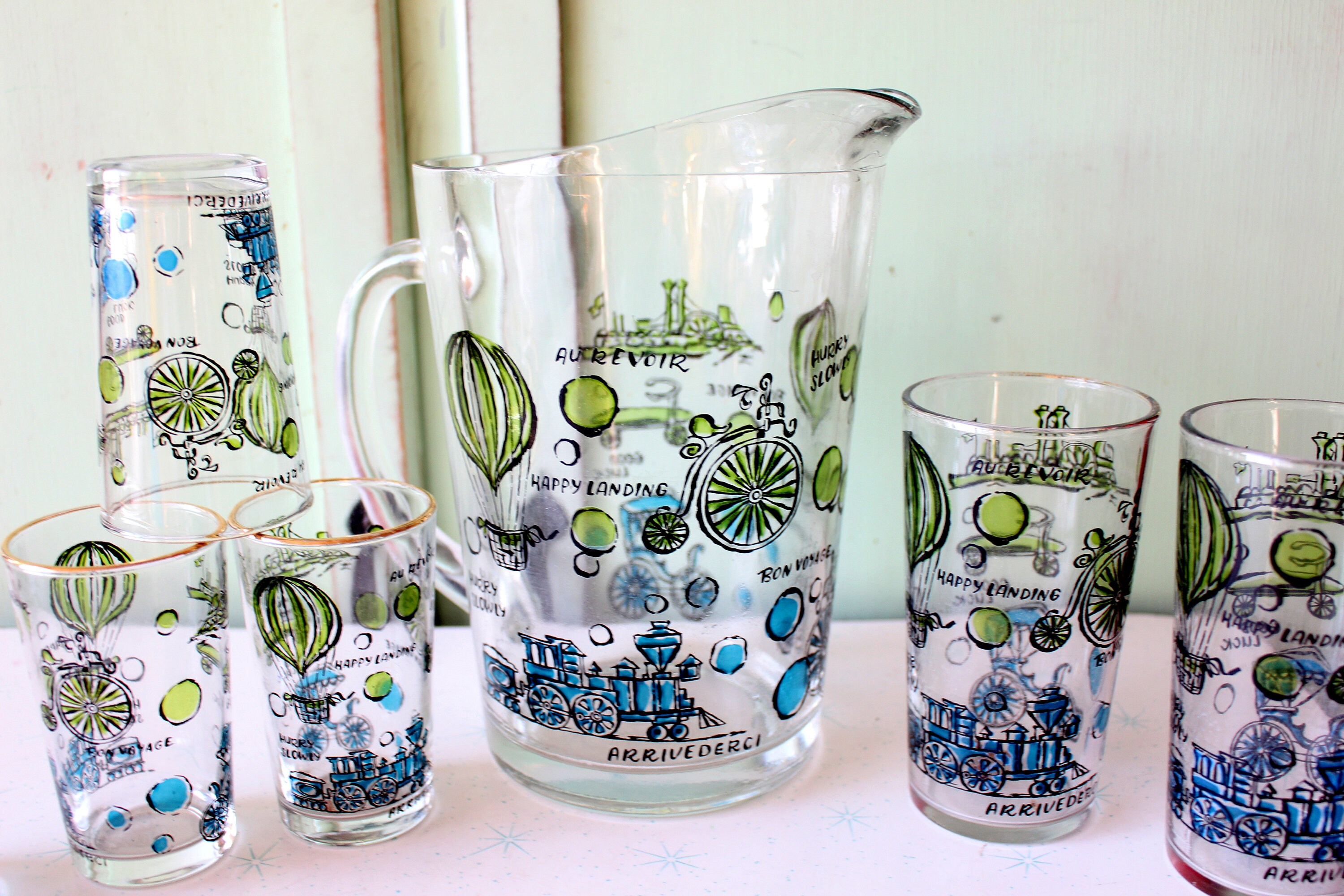 House ガラスピッチャーとグラスセット House ガラスピッチャーとグラスセット アメリカ製 ガラス ピッチャー