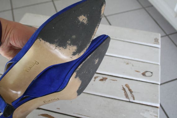 Vintage 80s DESIGNER Blue Heels.....size 8.5....w… - image 5