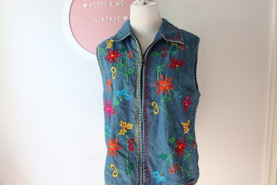 1980s HIPSTER Denim Jean Jacket Vest....medium wo… - image 3