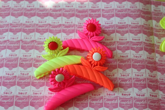 Vintage NEON Flower 1980s Hair Clip.. listing for… - image 2