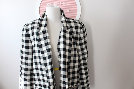 1980s CHECKERED Blazer Jacket...large. designer j… - image 3