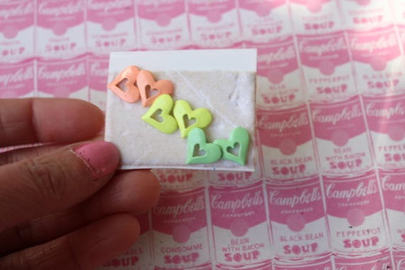 Vintage 1980s Heart Stud Earrings: Retro Mod Set … - image 3