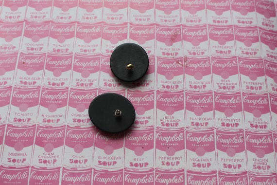 Vintage POLKA DOT Earrings...black. big. new old … - image 2