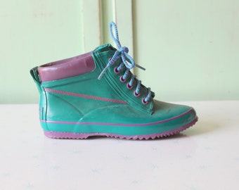 1980s HIPSTER Winter Ankle Boots....size 6...outdoors. boots. shoes. teal boots. ankle boots. teal boots. killer. rad 80s. rain. snow