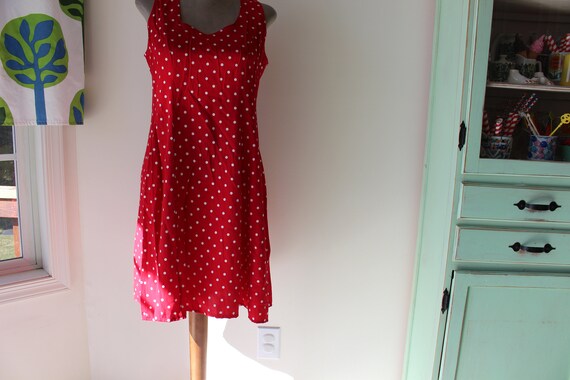 1980s RED Polka Dot Dress....size medium. mod. re… - image 4