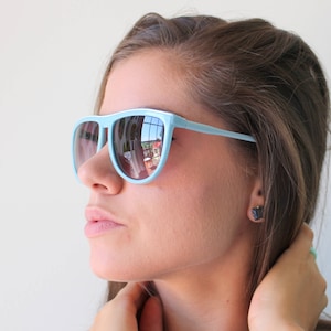 1970s Blue Sunglasses: Italian Mod Big Lens, Rare Deadstock