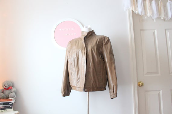 1980s BROWN LEATHER Coat Jacket...size small medi… - image 1