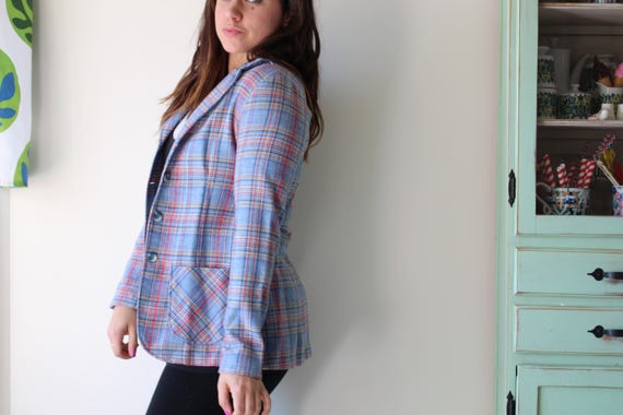 Vintage 1970s Wrangler Plaid Blazer - Unisex Made… - image 3
