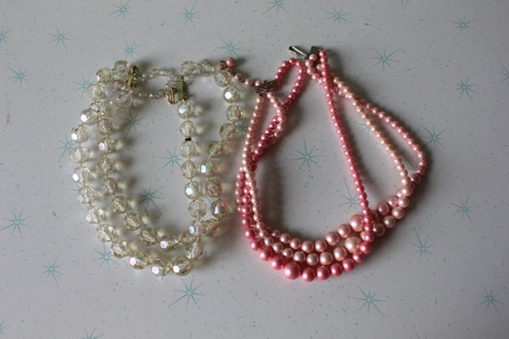 1980s Vintage NECKLACE Set of 2..pink and white. … - image 6