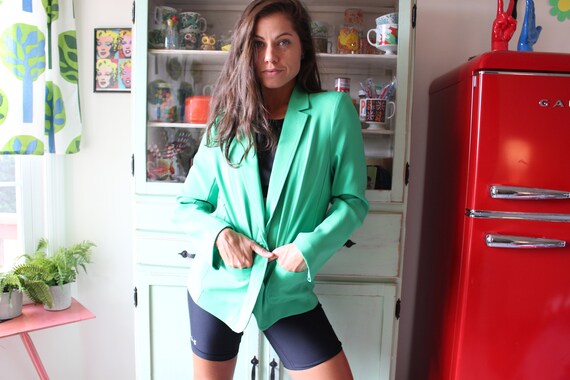 Vintage Kelly Green Blazer Jacket.size medium lar… - image 2