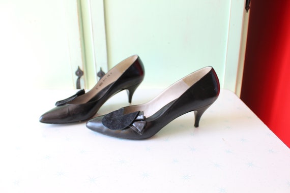 Vintage FANCY Black Heels..size 7.5 womens...1980… - image 5