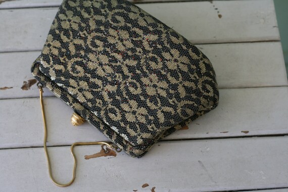 1960s BLACK and GOLD Fancy Purse...glam. gogo. gr… - image 4