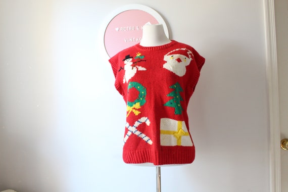 1960s Vintage CHRISTMAS SWEATER Vest....small wom… - image 2