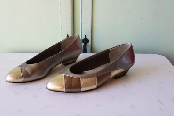 1980s Gold Silver Glam Rocker Fancy Heels.size 6 … - image 3