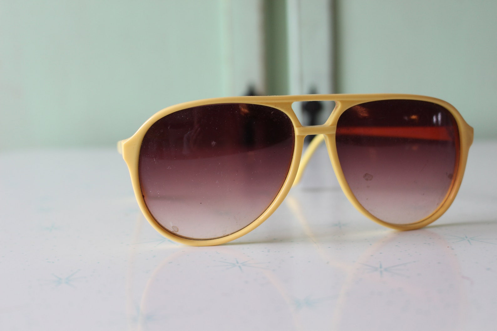 vintage yellow aviator sunglasses