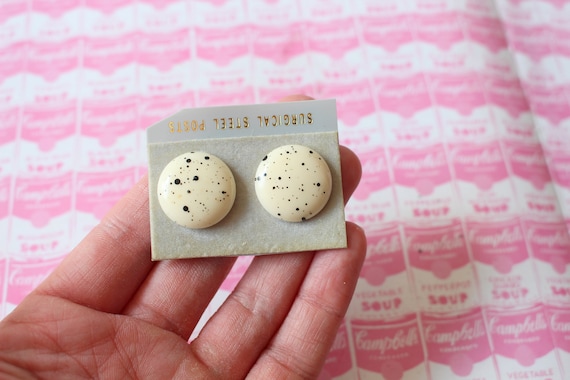 1980s Speckled Earrings:  Mod Costume Jewelry