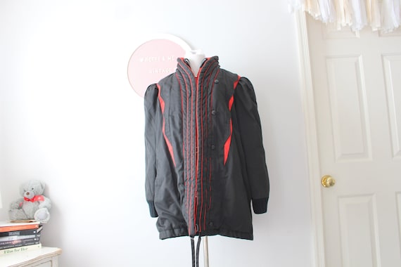 1980s RED Black Coat Jacket.....large. unisex. me… - image 1