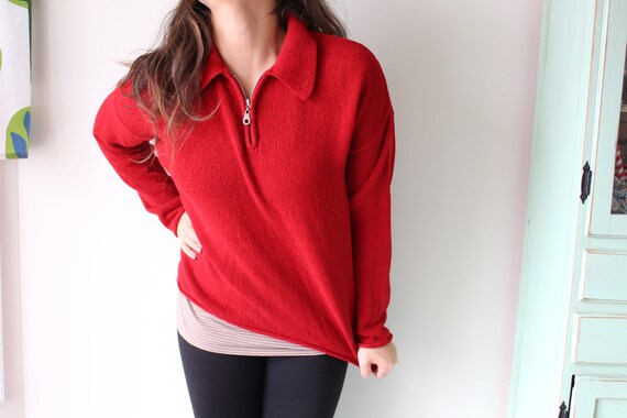 1990s Designer Red Sweater.....express tricot. co… - image 3