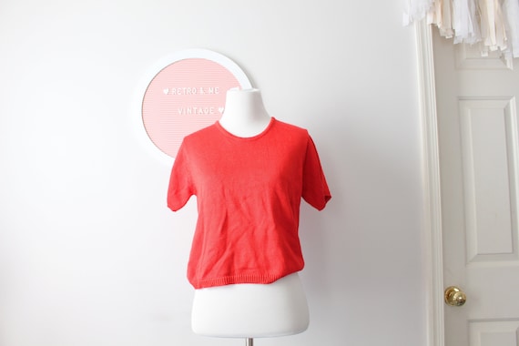 1980s Vintage RED Crop Top.....size small medium … - image 1