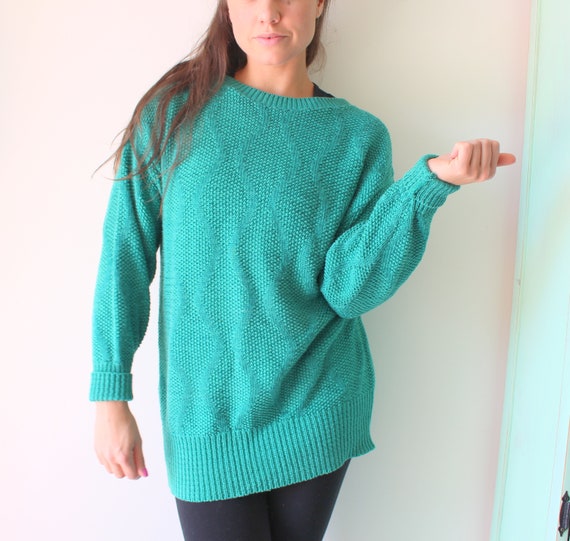 1980s Bright Green Sweater..size medium large..co… - image 1